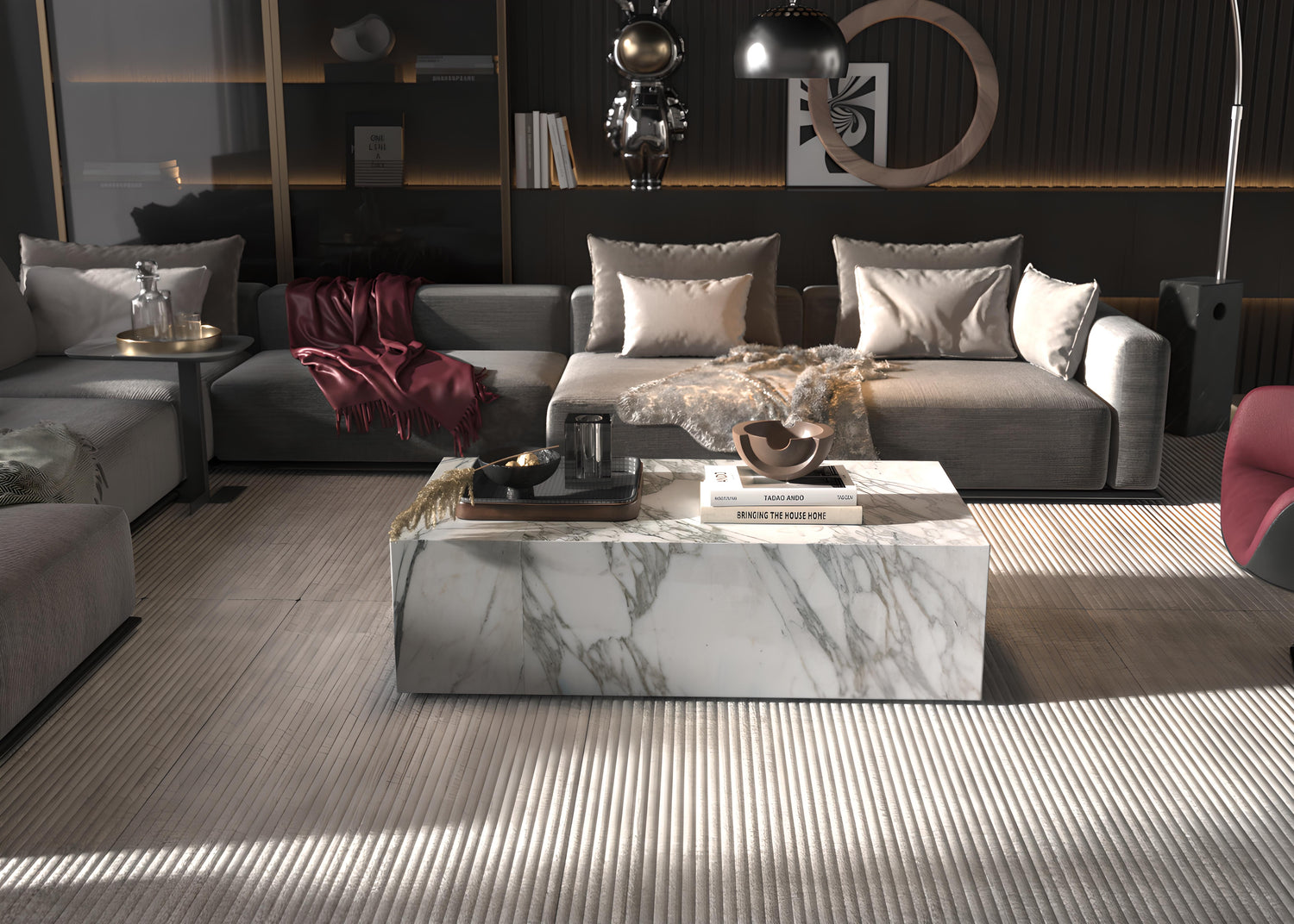 Calacatta Statuario Marble Plinth Coffee Tables