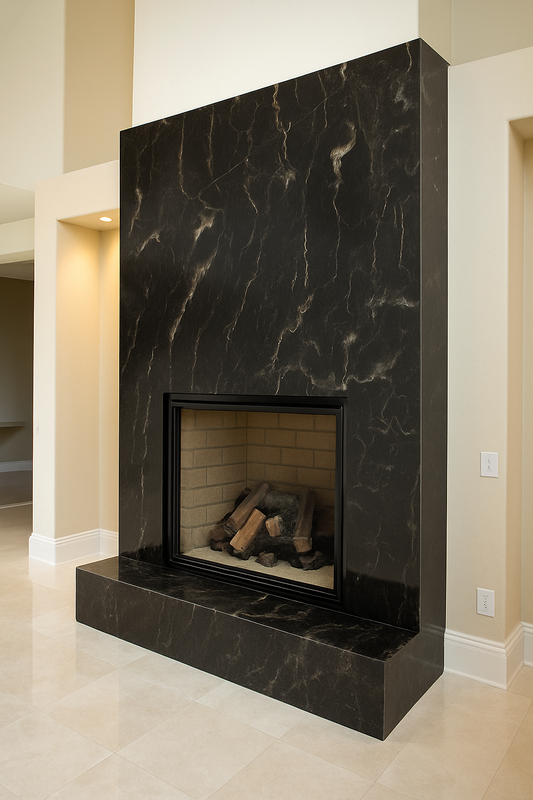Luxury Black Marble Fireplace Mantel