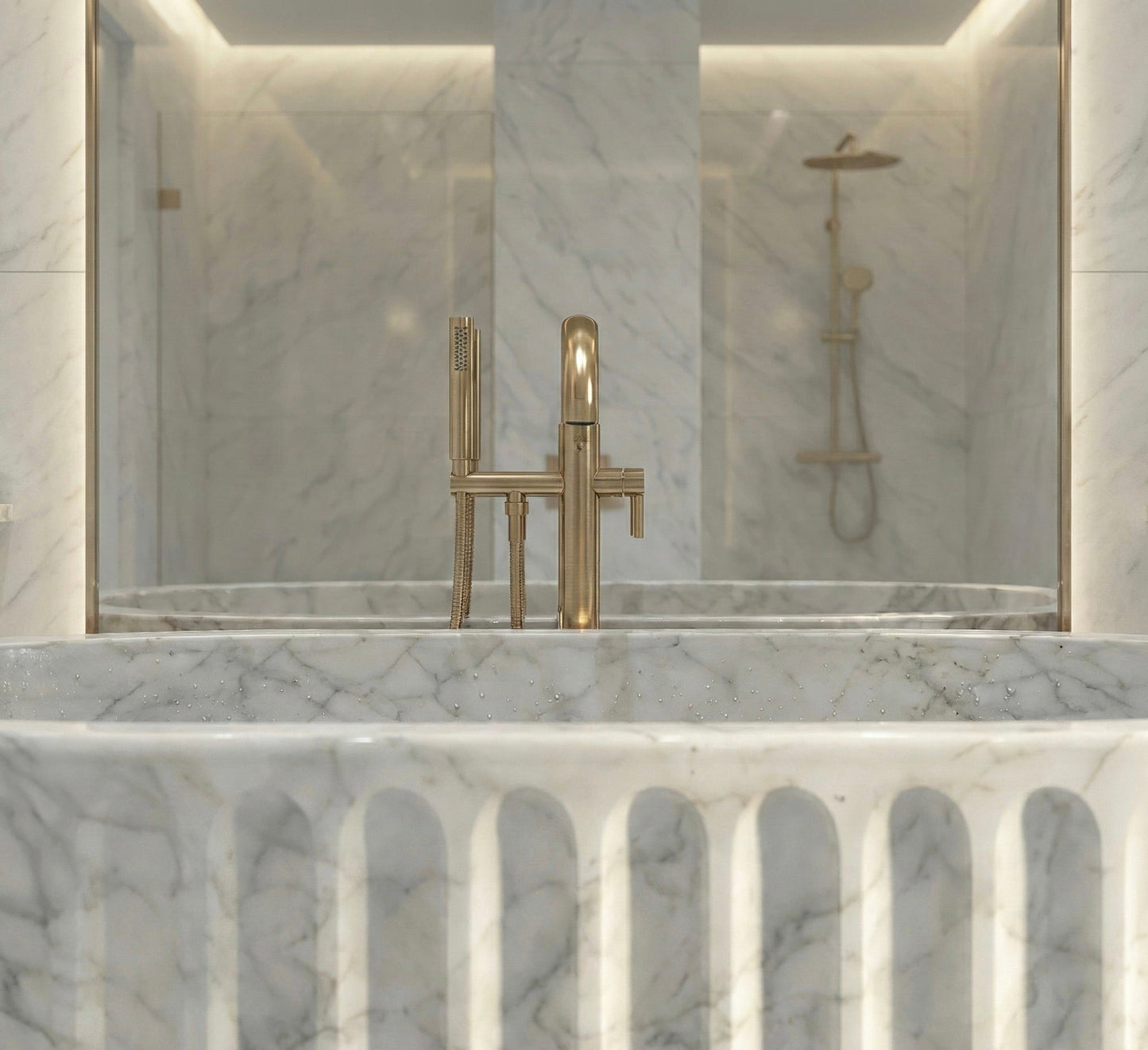 Beige Travertine Bathtub, Solid Natural Stone Soaking Tub, Oval Freestanding Bath