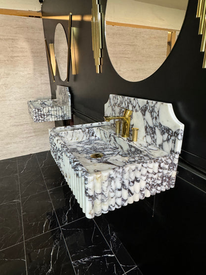 Fluted Marble Sink Wall Mounted