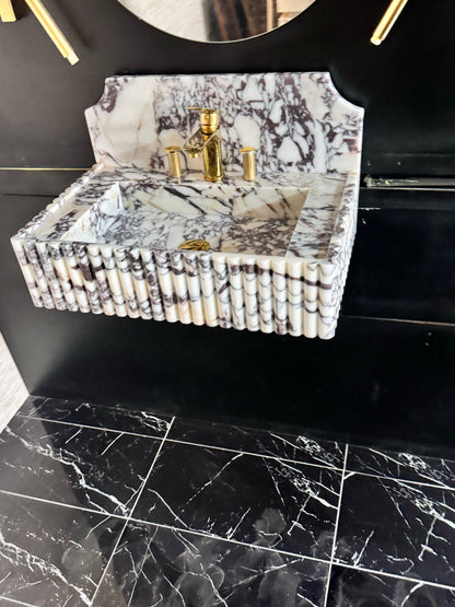 Fluted Marble Sink Wall Mounted