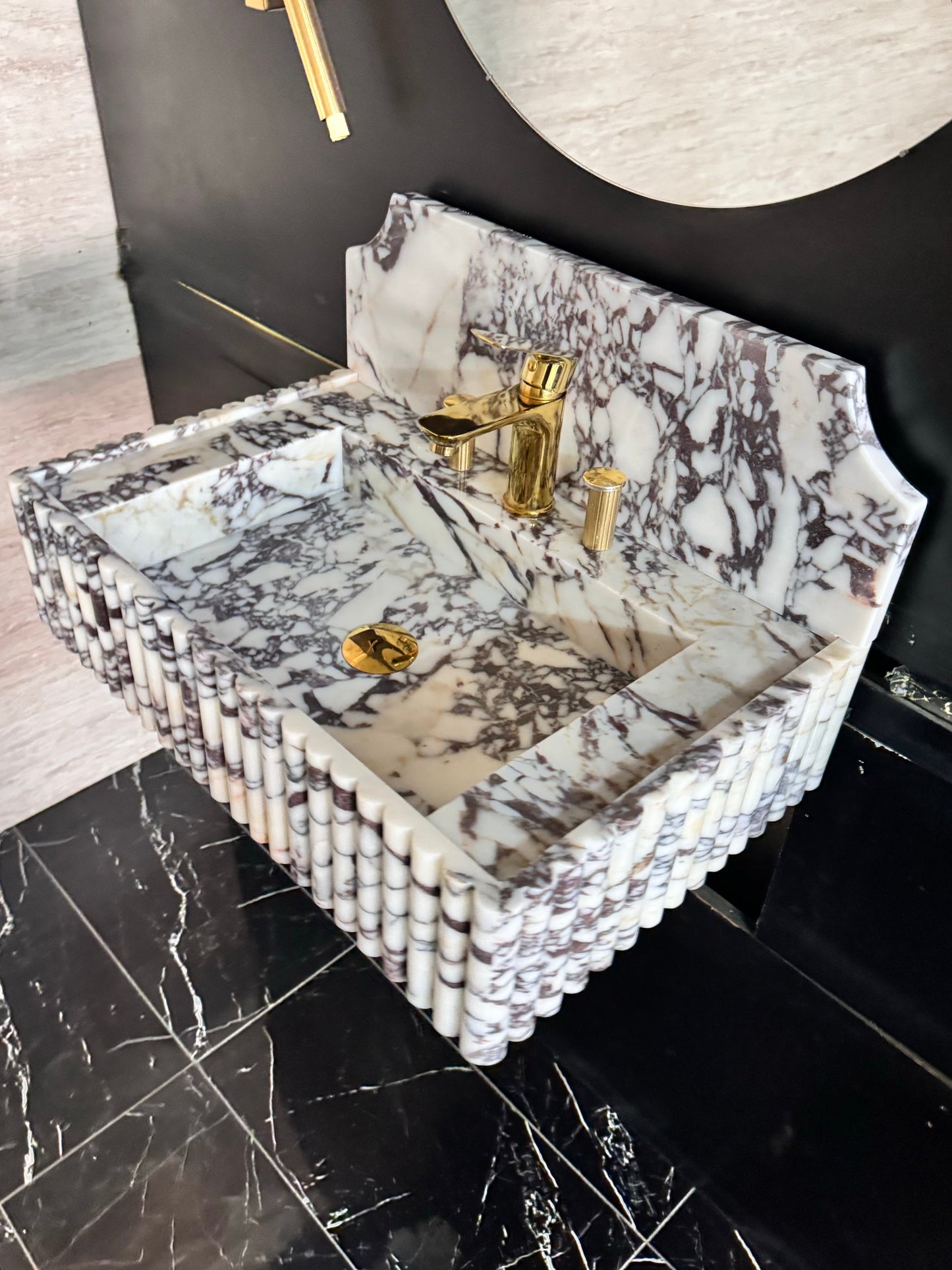 Fluted Marble Sink Wall Mounted