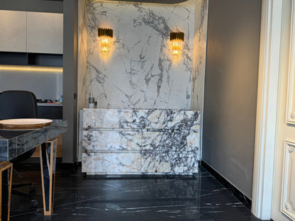 Calacatta Antique Marble Bathroom Double Sink Vanity