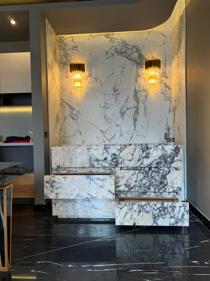 Calacatta Antique Marble Bathroom Double Sink Vanity
