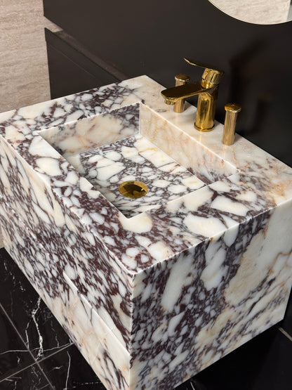 Calacatta Viola Vanity with Both Marble Drawers