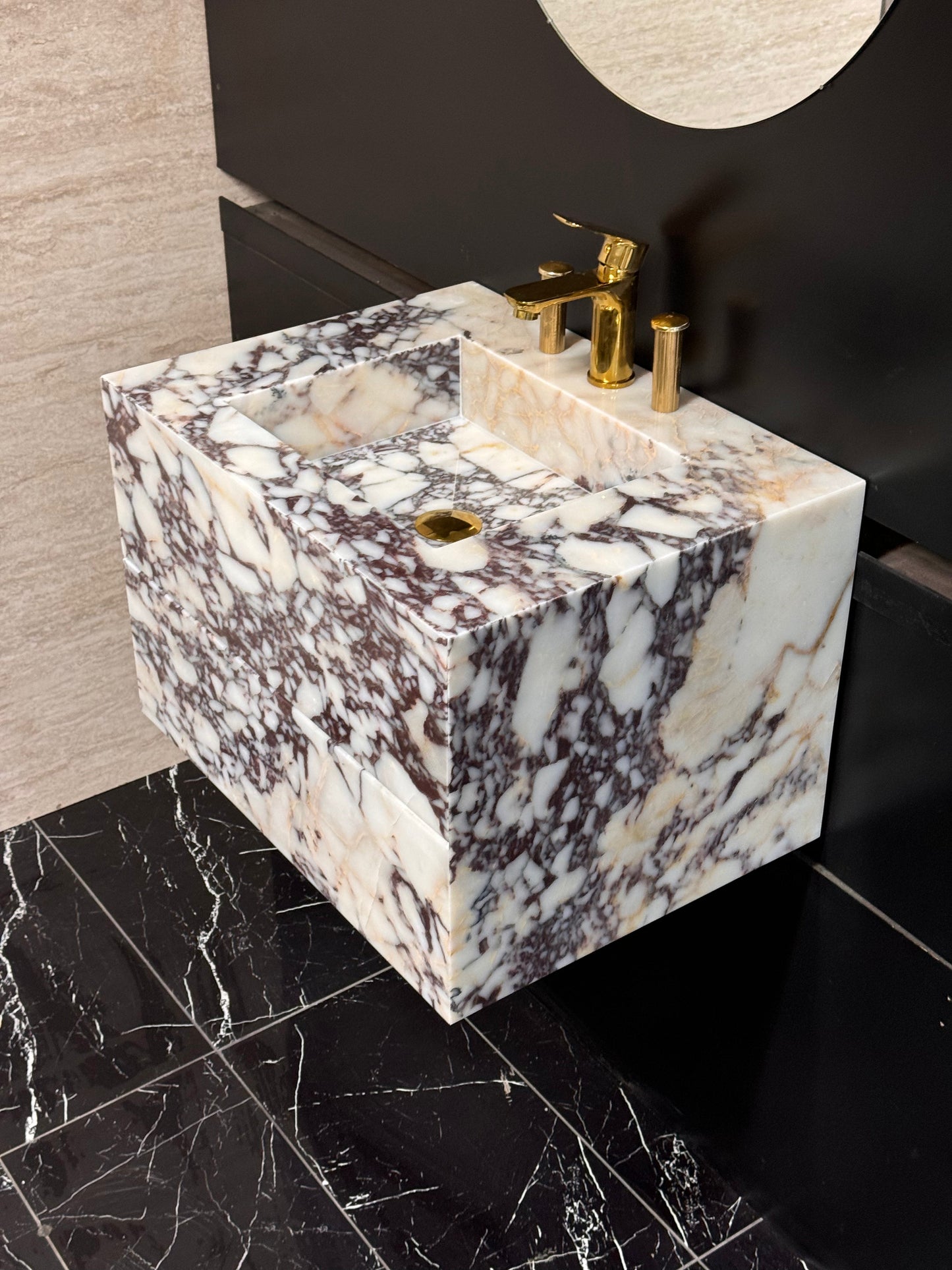 Calacatta Viola Vanity with Both Marble Drawers