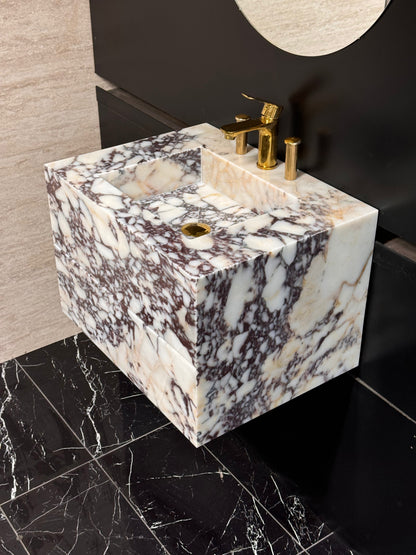 Calacatta Viola Vanity with Both Marble Drawers