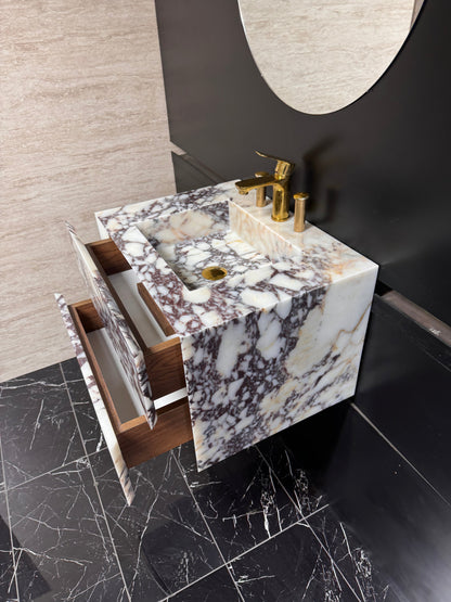 Calacatta Viola Vanity with Both Marble Drawers