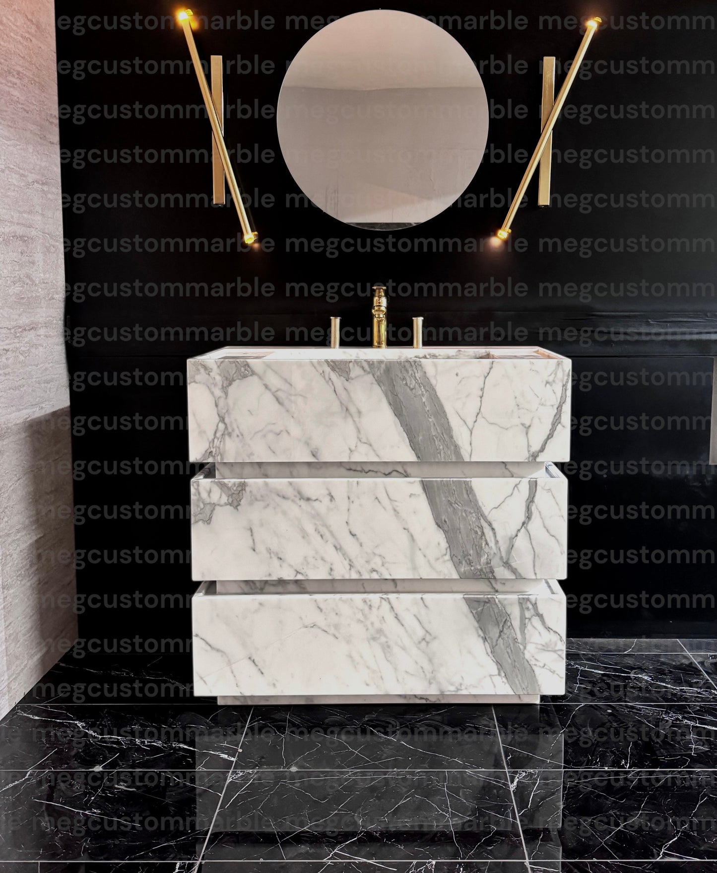 Premium Statuary Marble Sink Vanity Unit