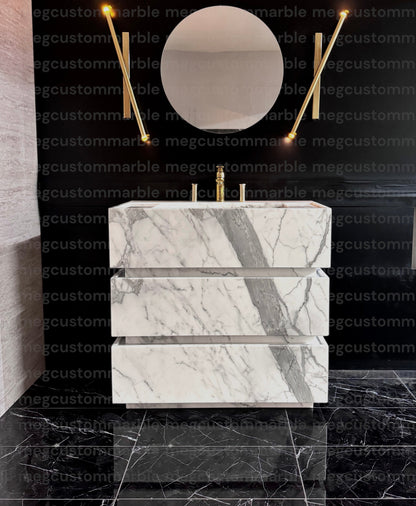 Premium Statuary Marble Sink Vanity Unit