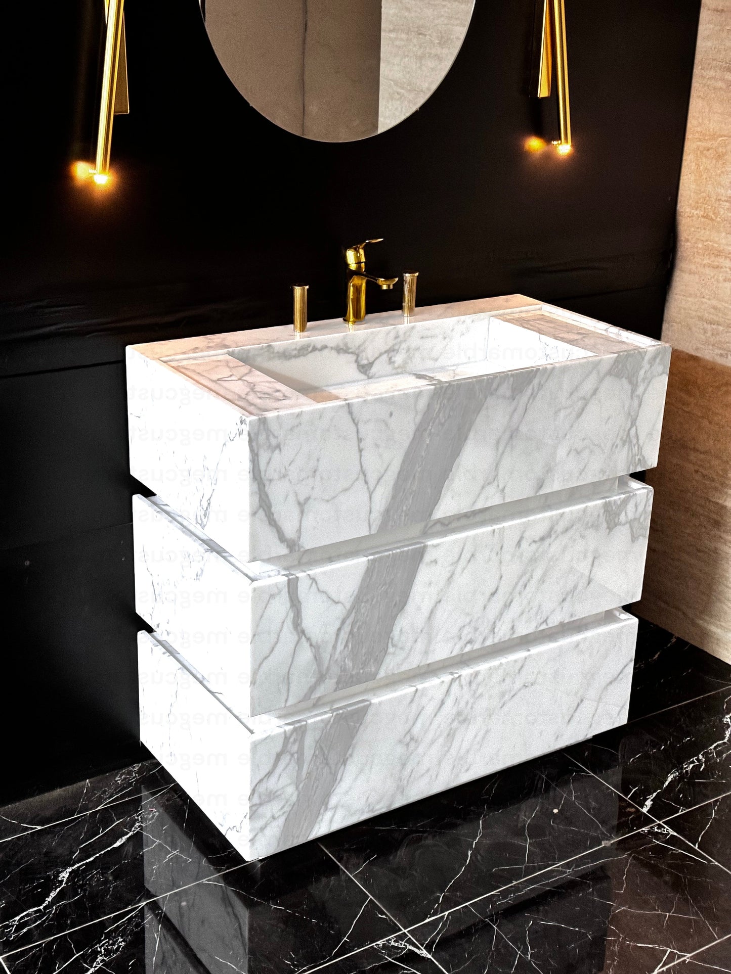 Premium Statuary Marble Sink Vanity Unit