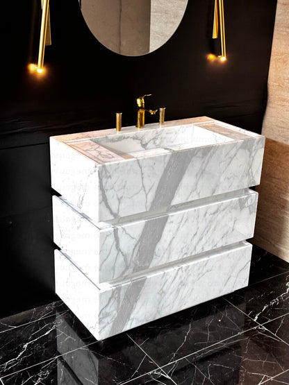 Premium Statuary Marble Sink Vanity Unit