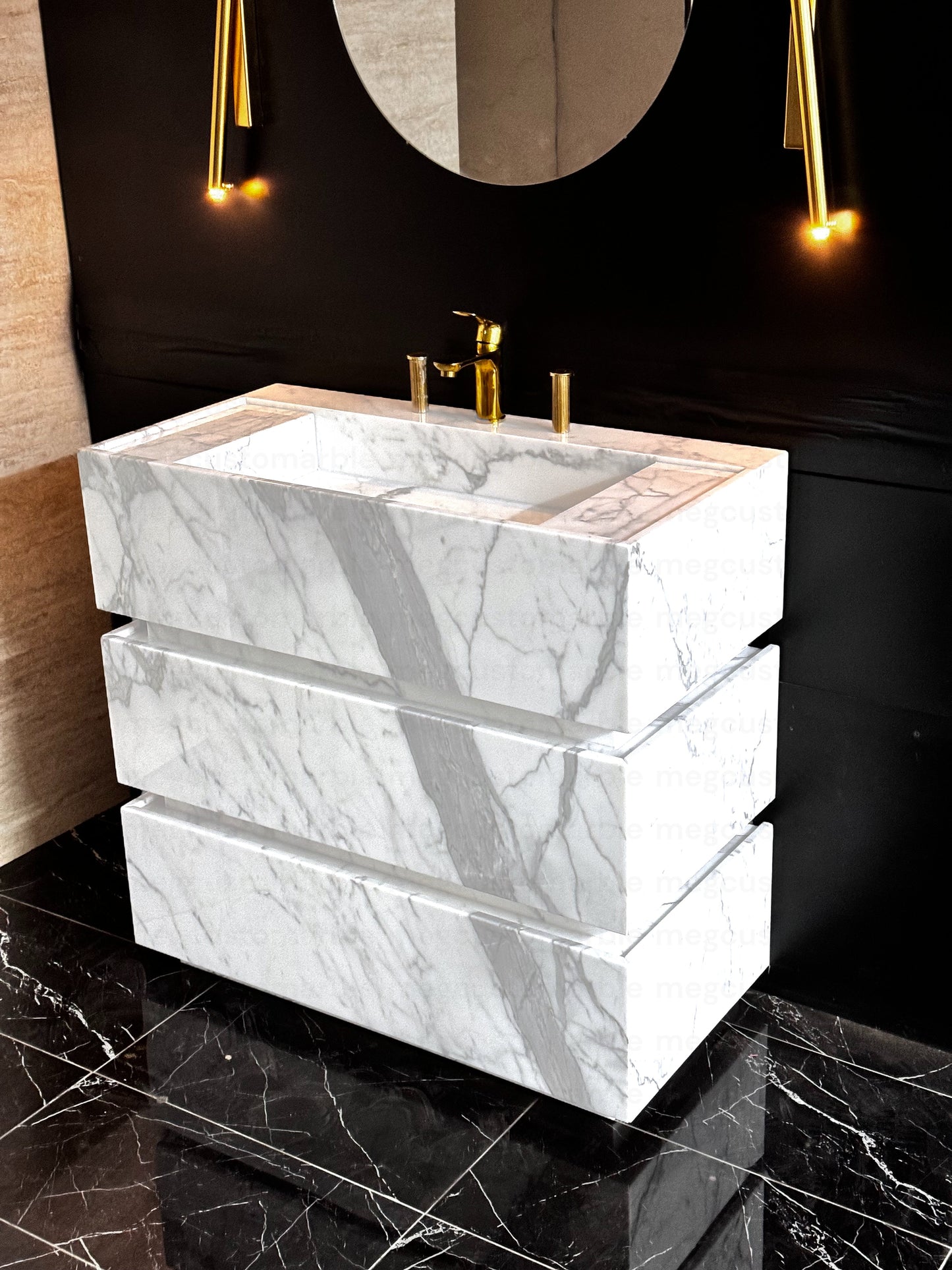 Premium Statuary Marble Sink Vanity Unit