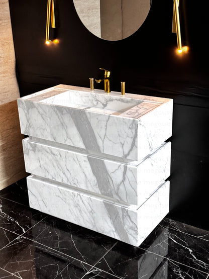 Premium Statuary Marble Sink Vanity Unit