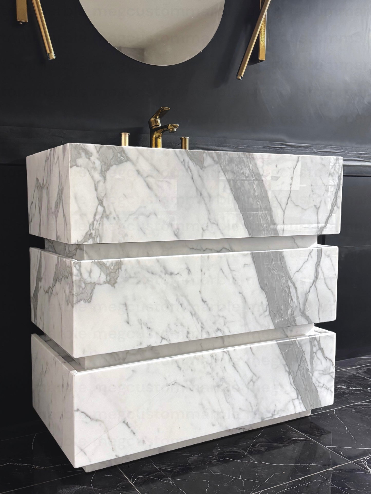 Premium Statuary Marble Sink Vanity Unit