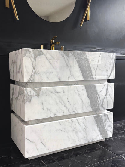 Premium Statuary Marble Sink Vanity Unit