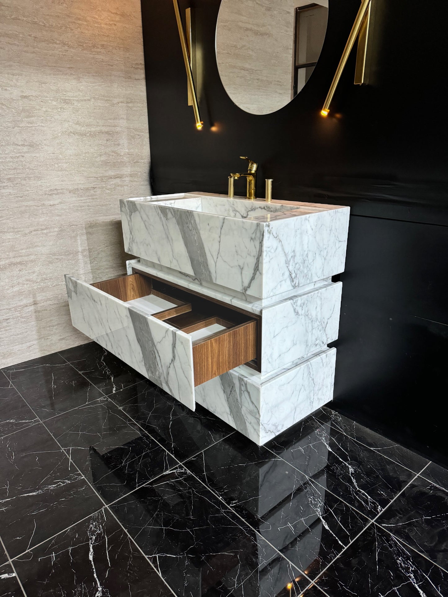 Premium Statuary Marble Sink Vanity Unit