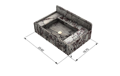 Handcrafted Calacatta Viola Fluted Wall-Mounted Marble Sink – Luxury Bathroom Vanity Basin