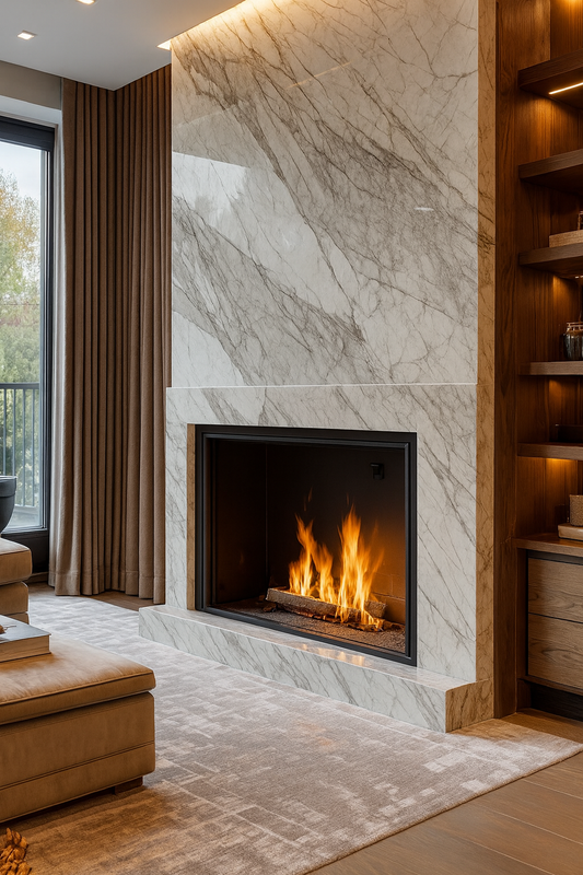 Luxury White Marble Fireplace Mantel