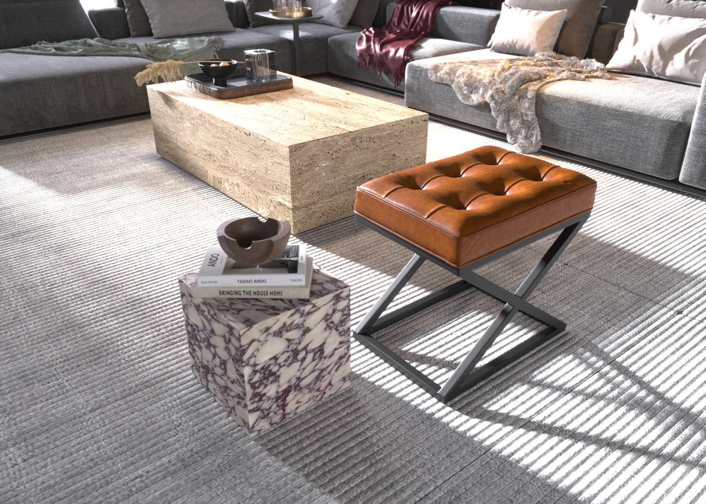 Calacatta Breccia Viola Cube Side Table